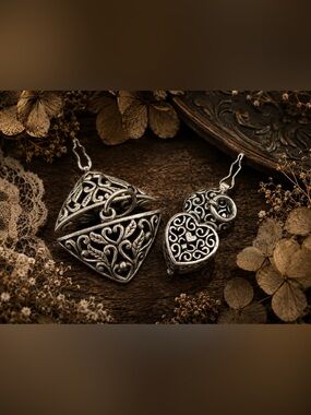 925 Sterling Heart Essential Oil Diffuser Locket Pendant 🌿 Aromatherapy Necklace